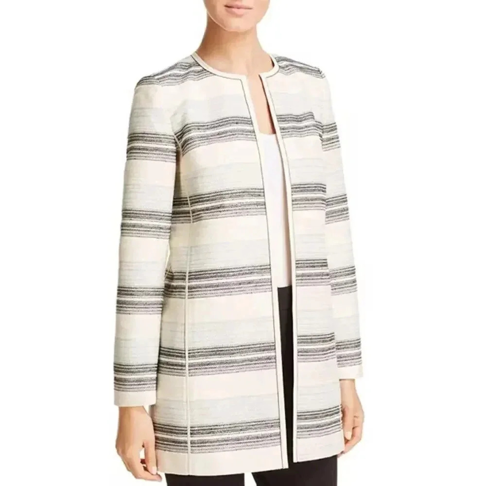 NEW- NWOT Lafayette 148 Pria Striped Long Jacket Size 8